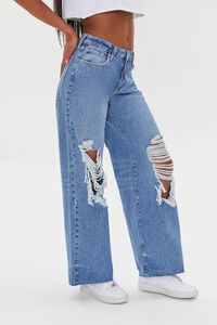 Wide-Leg Distressed Jeans