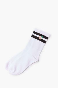 Peach Varsity-Striped Crew Socks, image 2