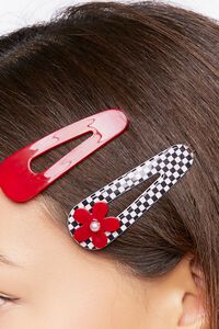 RED/MULTI Floral Hair Clip Set, image 2