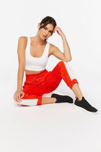 FIERY RED/WHITE Active Side-Striped Drawstring Joggers, image 1