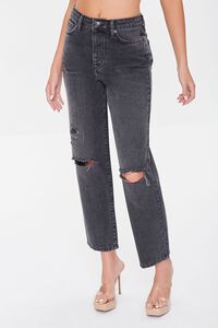 WASHED BLACK Premium Distressed Boyfriend Jeans, image 2