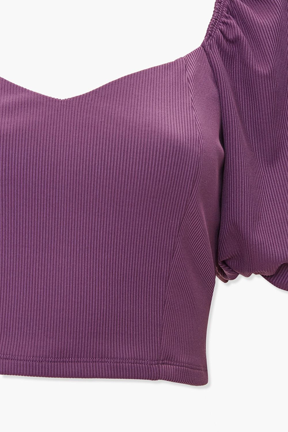 LAVENDER Ribbed Gathered-Sleeve Top, image 3