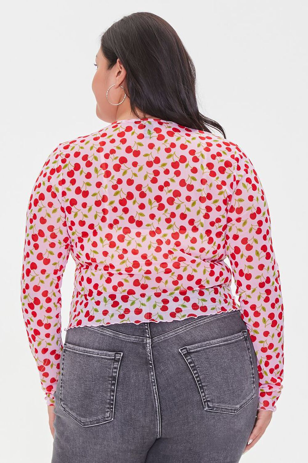PINK/RED Plus Size Cherry Print Top, image 3