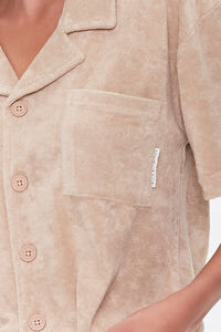 BROWN Kendall & Kylie Terrycloth Notched Shirt, image 6
