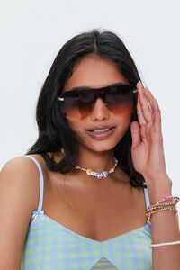 GOLD/BLUE Rimless Shield Sunglasses, image 1