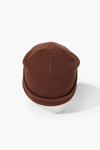 BROWN Ribbed Knit Beanie, image 3