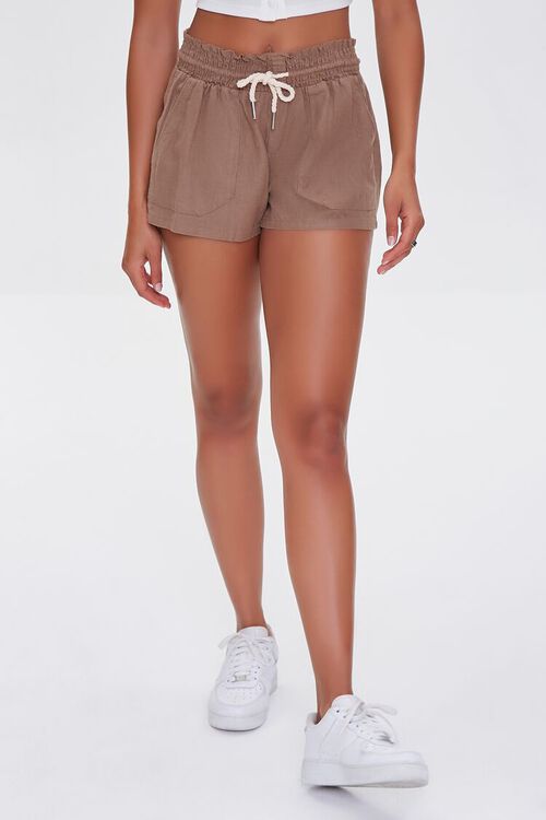 MOCHA Linen-Blend Drawstring Shorts, image 2