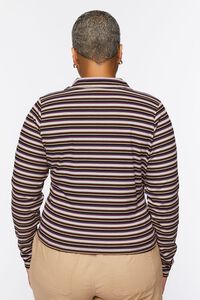 BROWN/MULTI Plus Size Striped Ribbed Knit Shirt, image 3