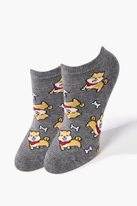HEATHER GREY/MULTI Dog Print Ankle Socks, image 1