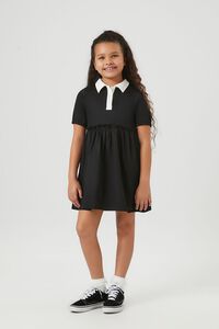 BLACK/WHITE Girls Satin Shirt Dress (Kids), image 4