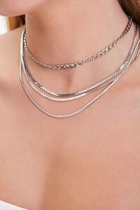 SILVER Snake Chain Layered Necklace, image 1