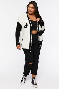 BLACK/WHITE Plus Size Yin Yang Cardigan Sweater, image 4