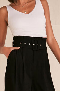 BLACK High-Rise Belted Palazzo Pants, image 6