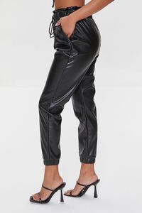BLACK Faux Leather Paperbag Joggers, image 3
