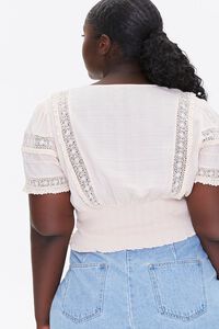 CHAMPAGNE Plus Size Pintucked Lace-Trim Top, image 3