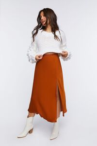 ROOT BEER Satin Side-Slit Midi Skirt, image 6