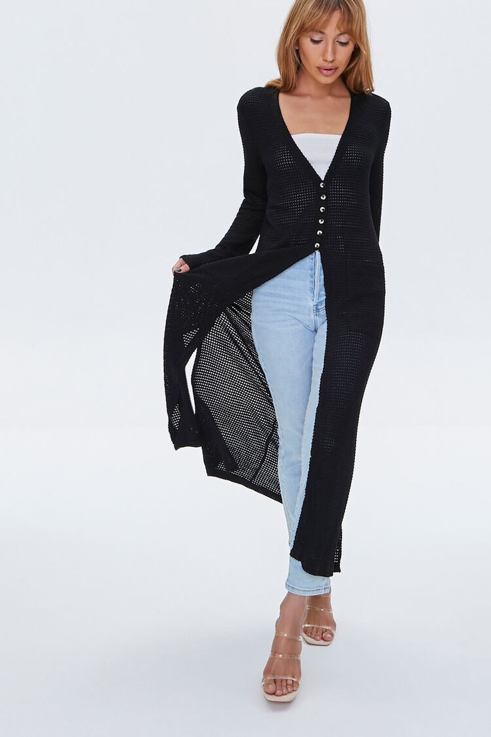 BLACK Longline Cardigan Sweater, image 2