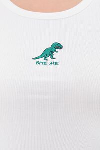 WHITE/MULTI Plus Size Embroidered T-Rex Tee, image 5