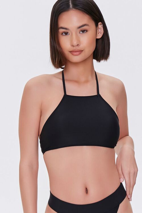 BLACK Halter Bikini Top, image 1