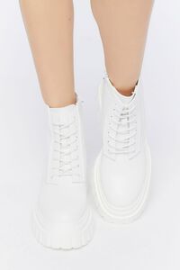 WHITE Faux Leather Lug-Sole Booties, image 4