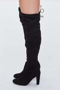 BLACK Faux Suede Thigh-High Boots, image 2