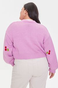PURPLE/MULTI Plus Size Cherry Cardigan Sweater, image 3