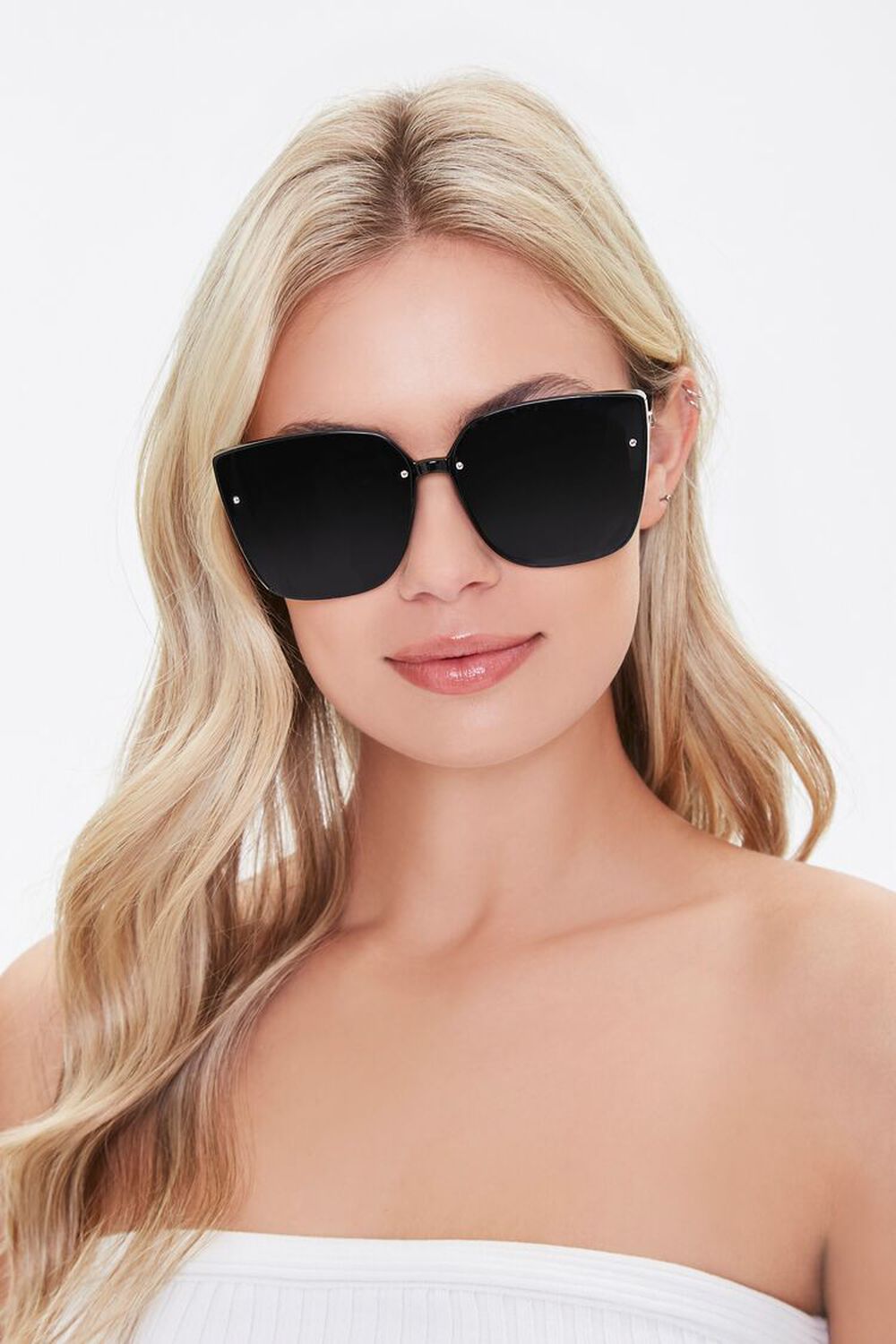 BLACK/BLACK Square Tinted Sunglasses, image 1
