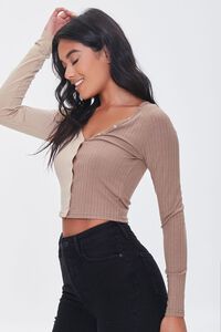 TAUPE/BEIGE Ribbed Colorblock Crop Top, image 2