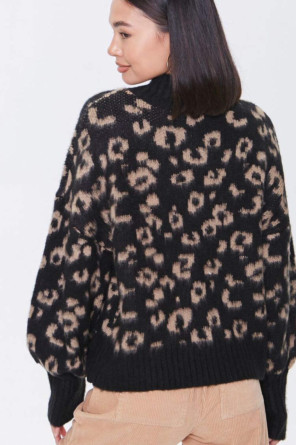 BLACK/BLUE Fuzzy Leopard Print Sweater, image 3