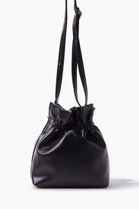 BLACK Chain Faux Leather Bucket Bag, image 2