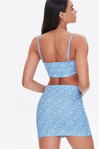 BLUE/WHITE Daisy Print Cropped Cami & Mini Skirt Set, image 3
