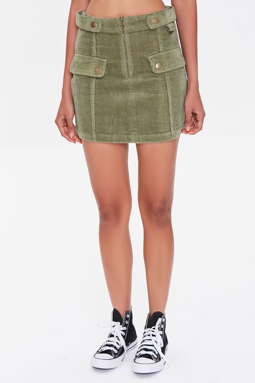 OLIVE Corduroy O-Ring Mini Skirt, image 2