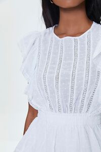 WHITE Clip Dot Lace Ruffled Mini Dress, image 5