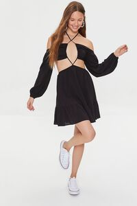 BLACK Cutout Strappy Halter Mini Dress, image 4
