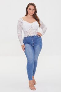 IVORY Plus Size Sheer Lace Crop Top, image 4