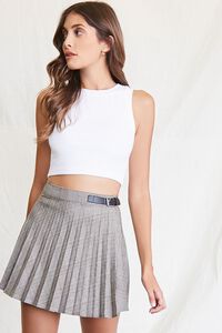 BLACK/MULTI Pleated Plaid Mini Skirt, image 1