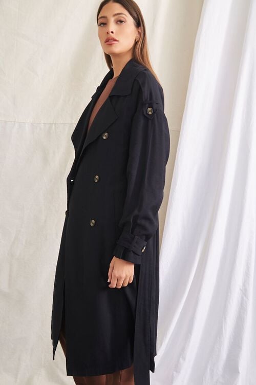 BLACK Double-Breasted Trench Jacket, image 3
