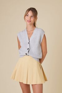 KHAKI Pleated Uniform Mini Skirt, image 1