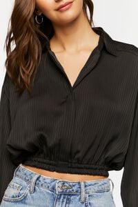 BLACK Cropped Satin Shirt, image 5