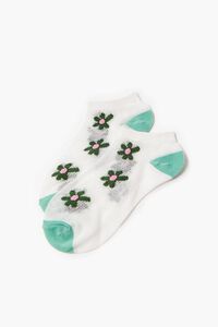 Floral Print Colorblock Ankle Socks, image 2