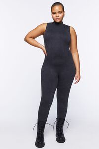 BLACK Plus Size Seamless Ribbed Jumpsuit, image 6