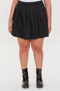 BLACK Plus Size Pleated Mini Skirt, image 2