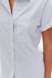 WHITE/NAVY Pinstriped Pajama Shirt & Shorts Set, image 5