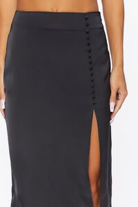 BLACK Button-Front Slit Midi Skirt, image 6