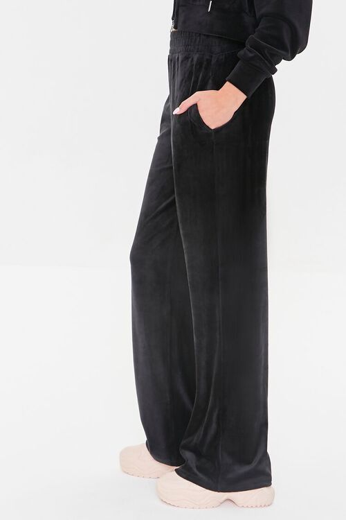 BLACK Velour Wide-Leg Sweatpants, image 3