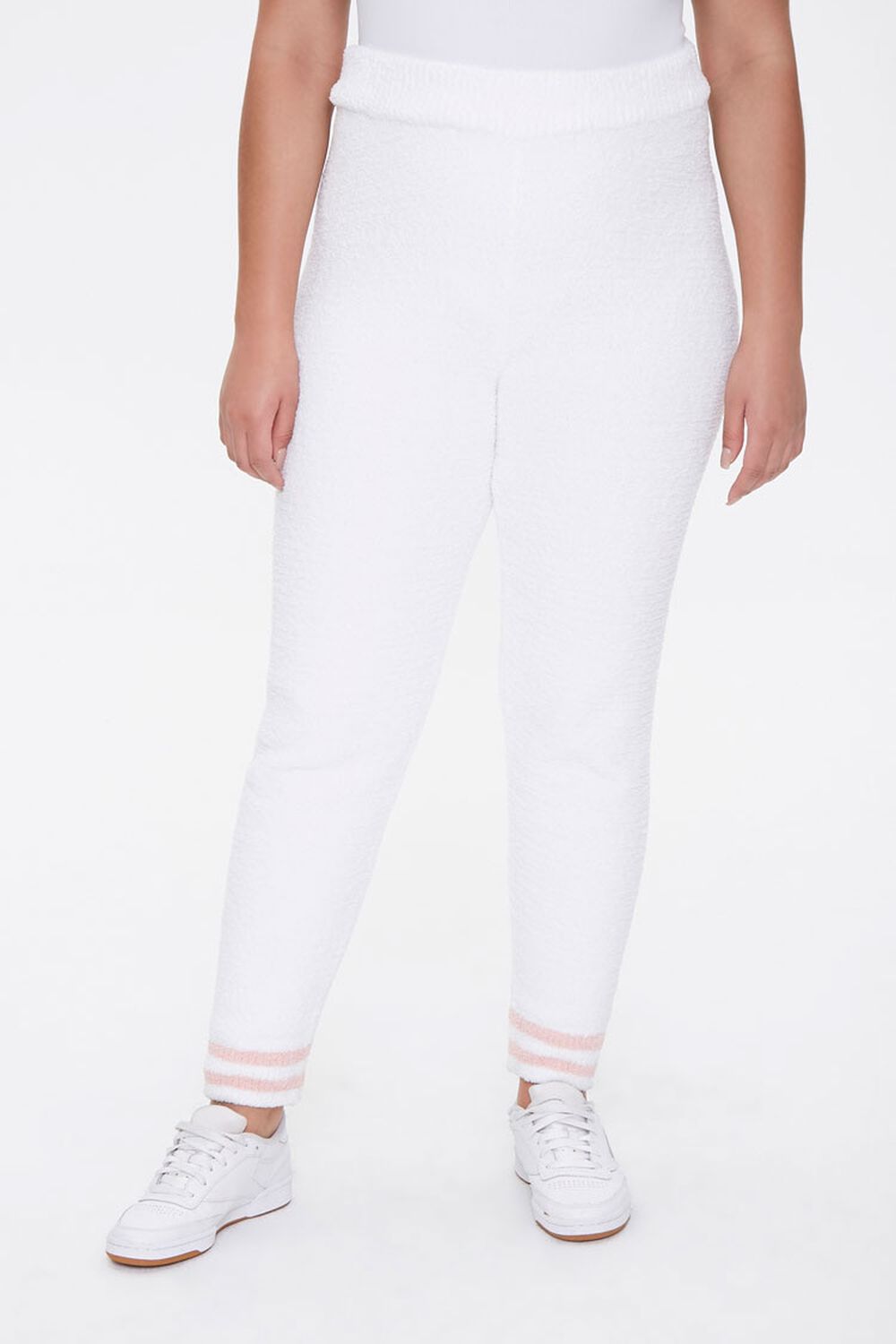 CREAM/ROSE Plus Size Sweater-Knit Striped Joggers, image 2