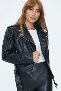 BLACK Faux Leather Moto Jacket, image 1