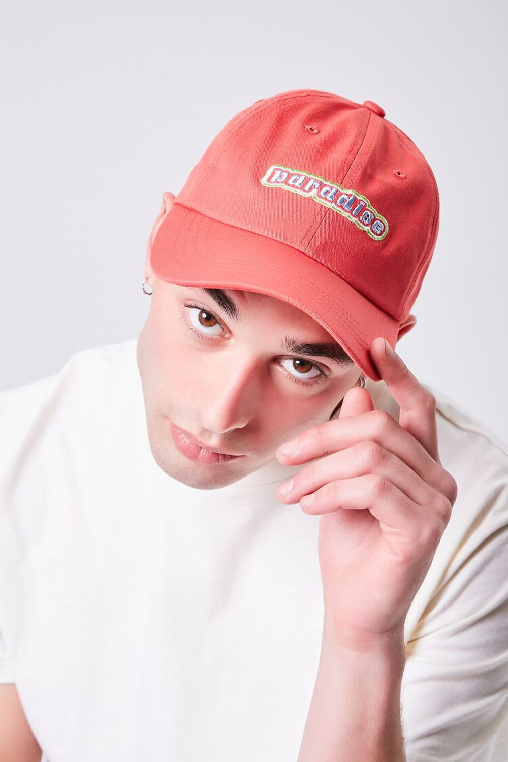 RED/WHITE Embroidered Paradise Graphic Cap, image 1