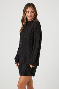 BLACK Cable Knit Sweater Mini Dress, image 3