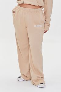 TAUPE/WHITE Plus Size Los Angeles Graphic Sweatpants, image 2